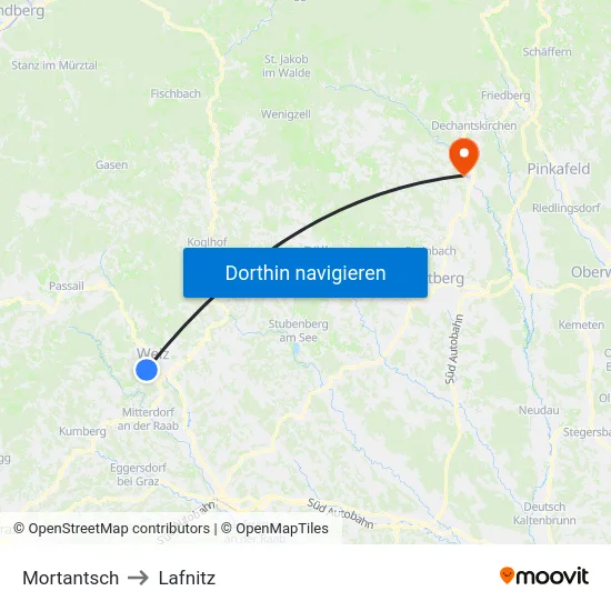 Mortantsch to Lafnitz map