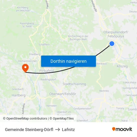 Gemeinde Steinberg-Dörfl to Lafnitz map