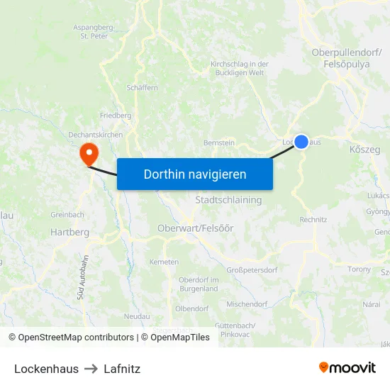 Lockenhaus to Lafnitz map