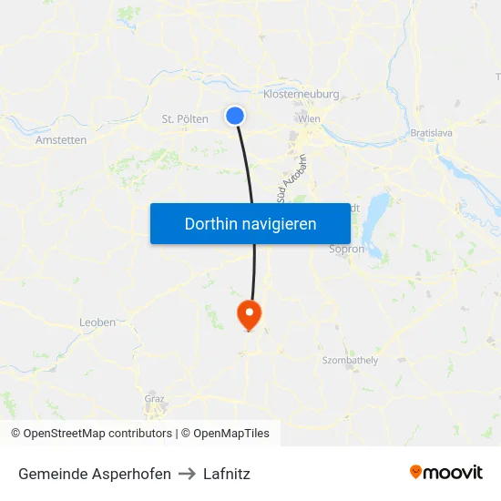 Gemeinde Asperhofen to Lafnitz map