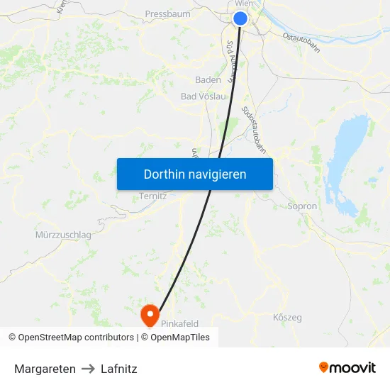 Margareten to Lafnitz map