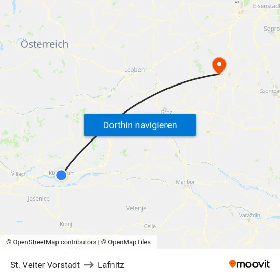 St. Veiter Vorstadt to Lafnitz map