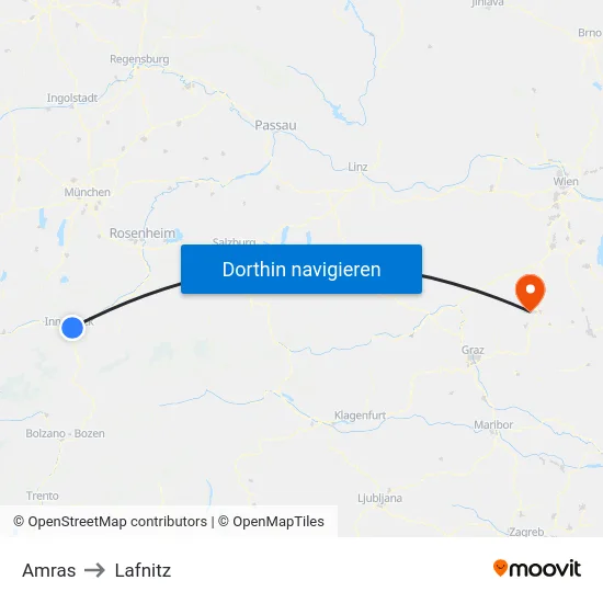 Amras to Lafnitz map