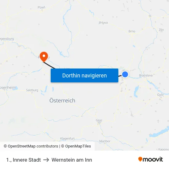 1., Innere Stadt to Wernstein am Inn map