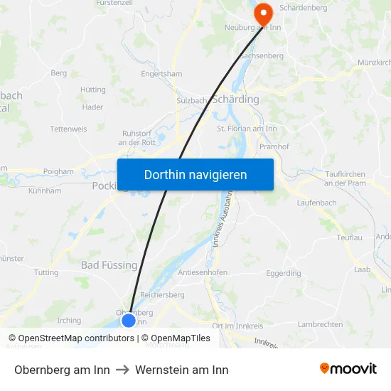 Obernberg am Inn to Wernstein am Inn map