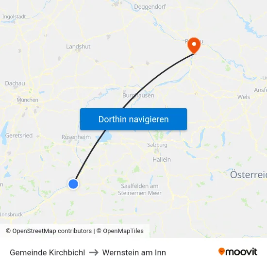 Gemeinde Kirchbichl to Wernstein am Inn map