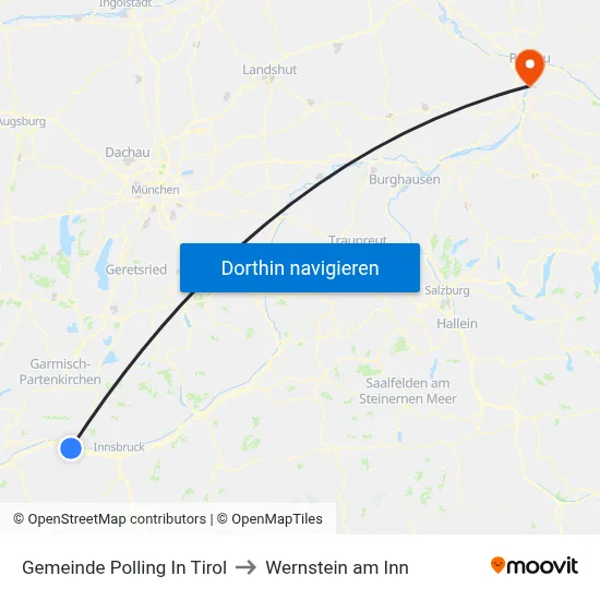 Gemeinde Polling In Tirol to Wernstein am Inn map
