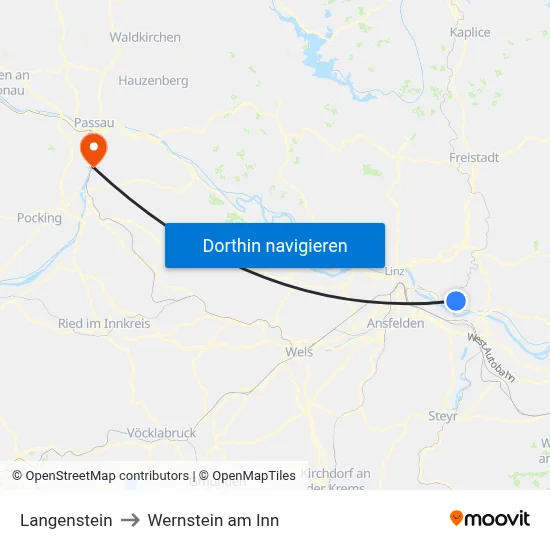 Langenstein to Wernstein am Inn map