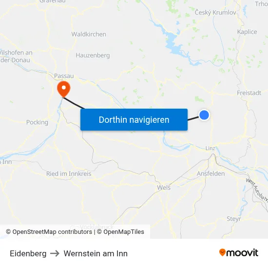 Eidenberg to Wernstein am Inn map