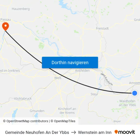 Gemeinde Neuhofen An Der Ybbs to Wernstein am Inn map