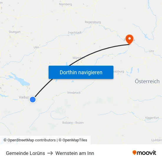Gemeinde Lorüns to Wernstein am Inn map