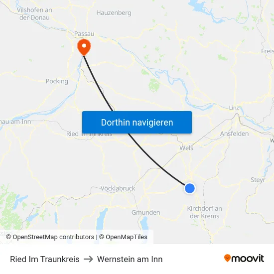 Ried Im Traunkreis to Wernstein am Inn map