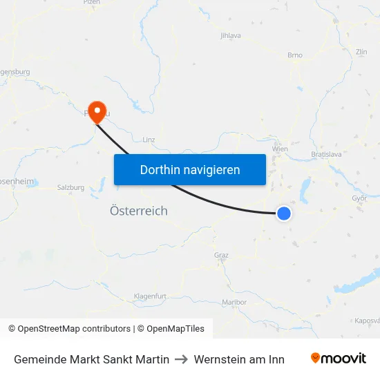 Gemeinde Markt Sankt Martin to Wernstein am Inn map