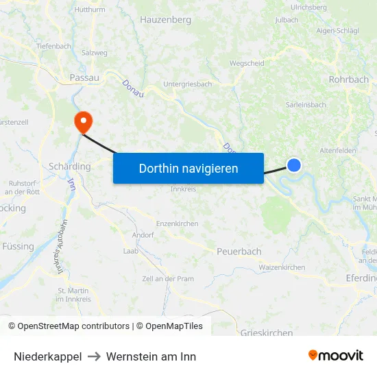 Niederkappel to Wernstein am Inn map
