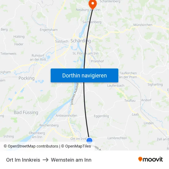 Ort Im Innkreis to Wernstein am Inn map
