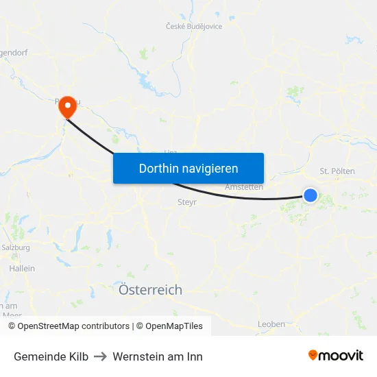 Gemeinde Kilb to Wernstein am Inn map