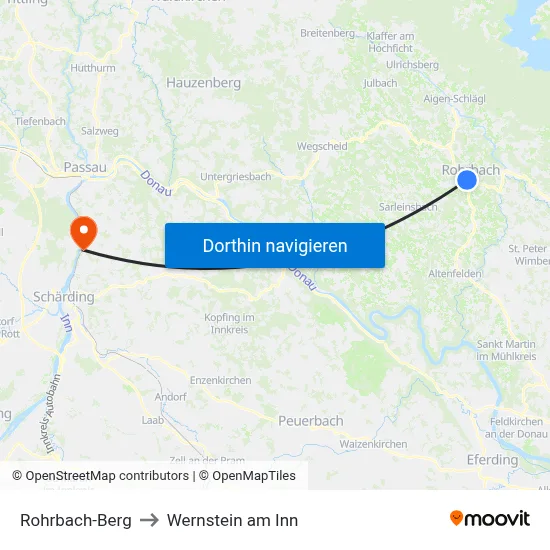 Rohrbach-Berg to Wernstein am Inn map