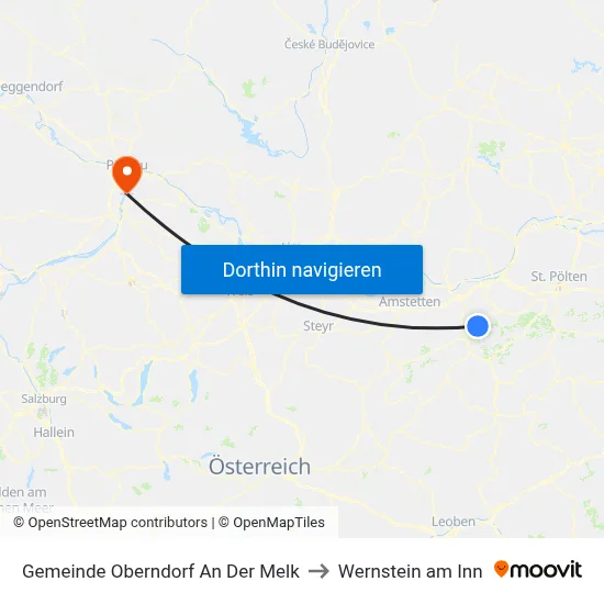 Gemeinde Oberndorf An Der Melk to Wernstein am Inn map
