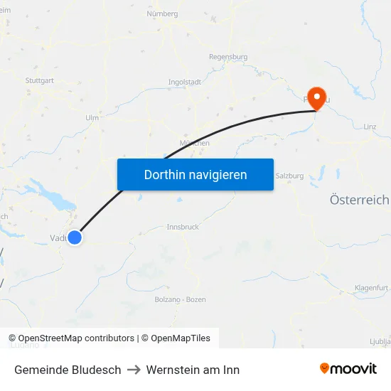 Gemeinde Bludesch to Wernstein am Inn map