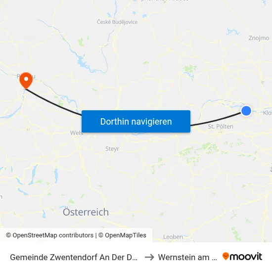 Gemeinde Zwentendorf An Der Donau to Wernstein am Inn map
