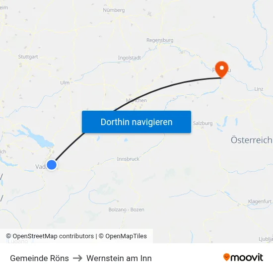 Gemeinde Röns to Wernstein am Inn map