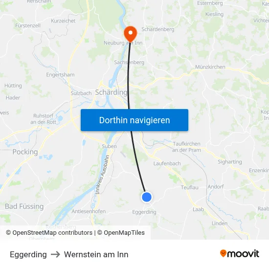 Eggerding to Wernstein am Inn map