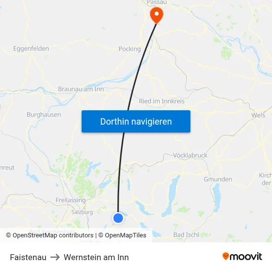 Faistenau to Wernstein am Inn map