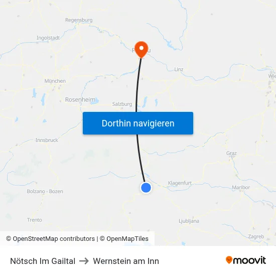 Nötsch Im Gailtal to Wernstein am Inn map