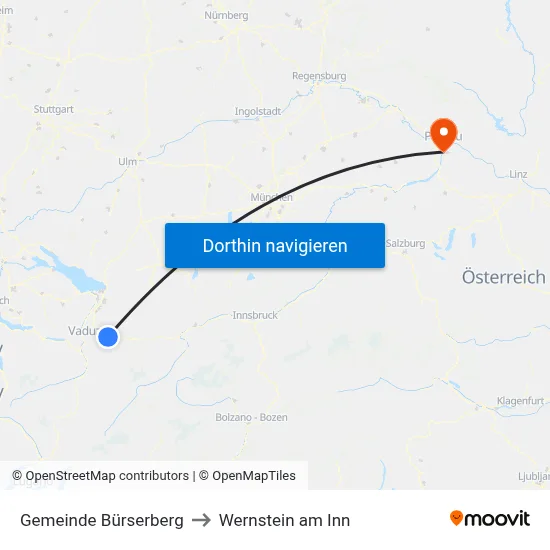 Gemeinde Bürserberg to Wernstein am Inn map