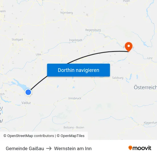 Gemeinde Gaißau to Wernstein am Inn map