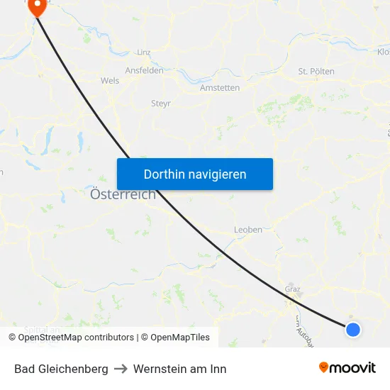 Bad Gleichenberg to Wernstein am Inn map