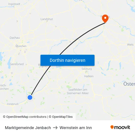 Marktgemeinde Jenbach to Wernstein am Inn map