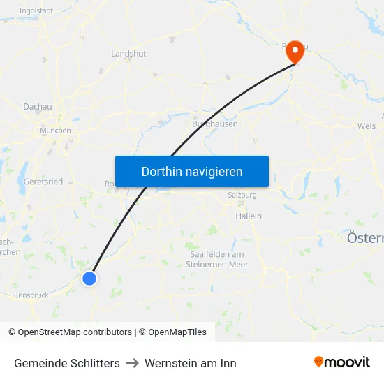 Gemeinde Schlitters to Wernstein am Inn map