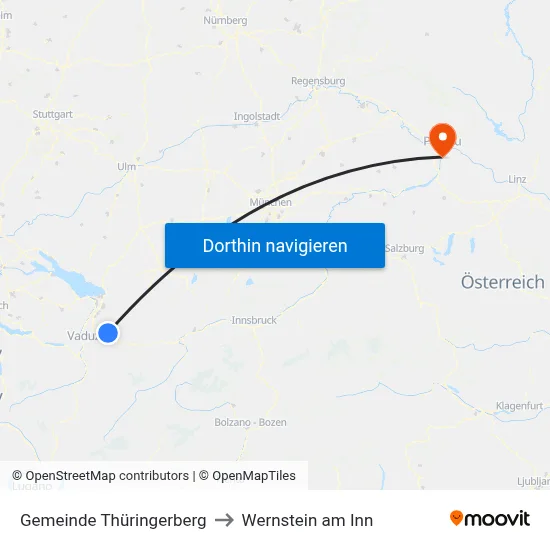 Gemeinde Thüringerberg to Wernstein am Inn map