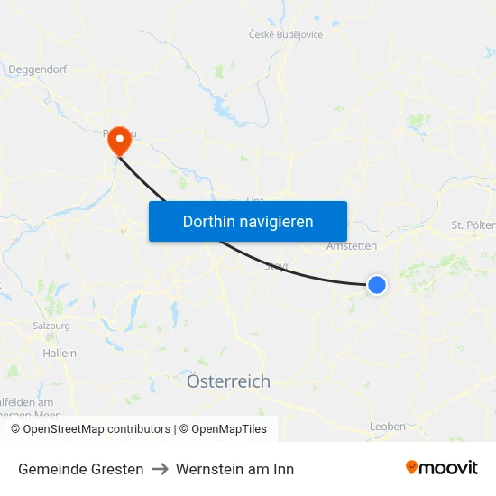 Gemeinde Gresten to Wernstein am Inn map