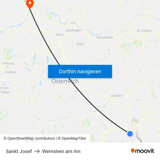 Sankt Josef to Wernstein am Inn map