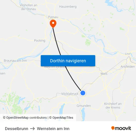 Desselbrunn to Wernstein am Inn map