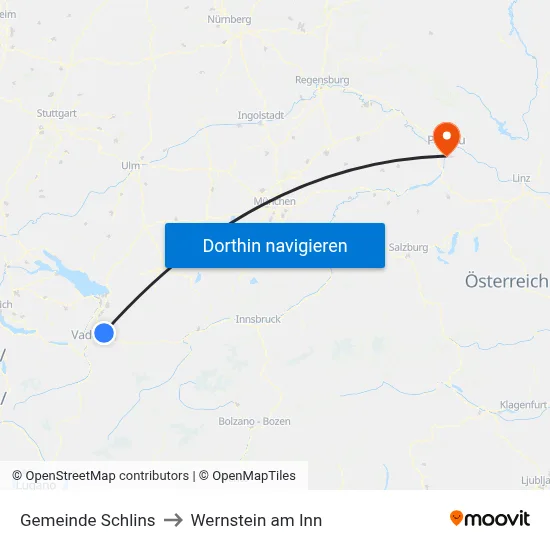 Gemeinde Schlins to Wernstein am Inn map