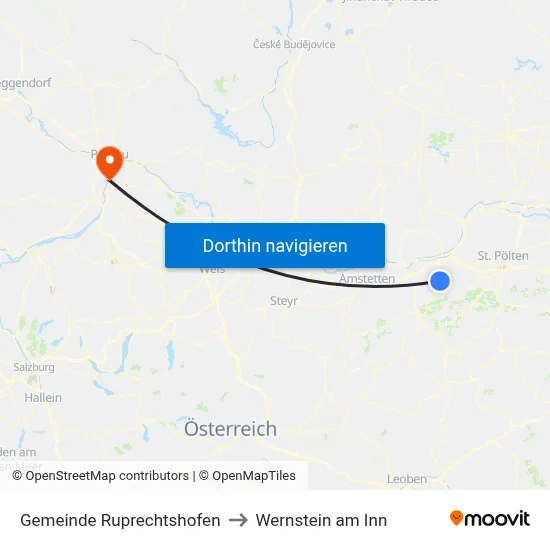 Gemeinde Ruprechtshofen to Wernstein am Inn map