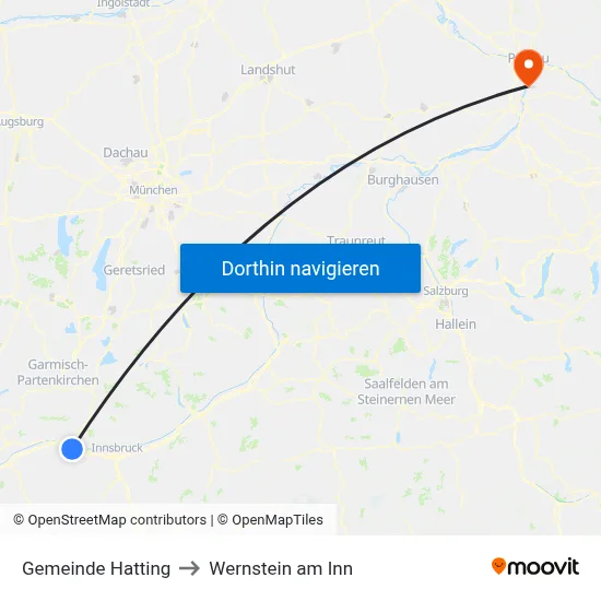 Gemeinde Hatting to Wernstein am Inn map