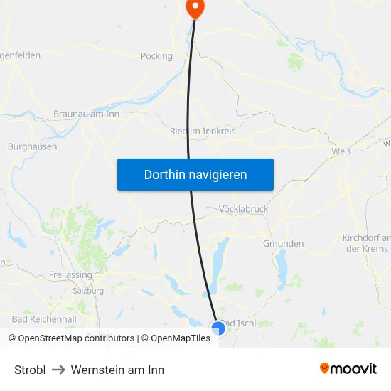 Strobl to Wernstein am Inn map