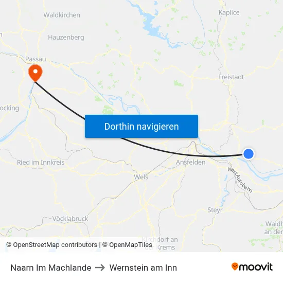 Naarn Im Machlande to Wernstein am Inn map