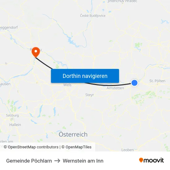 Gemeinde Pöchlarn to Wernstein am Inn map