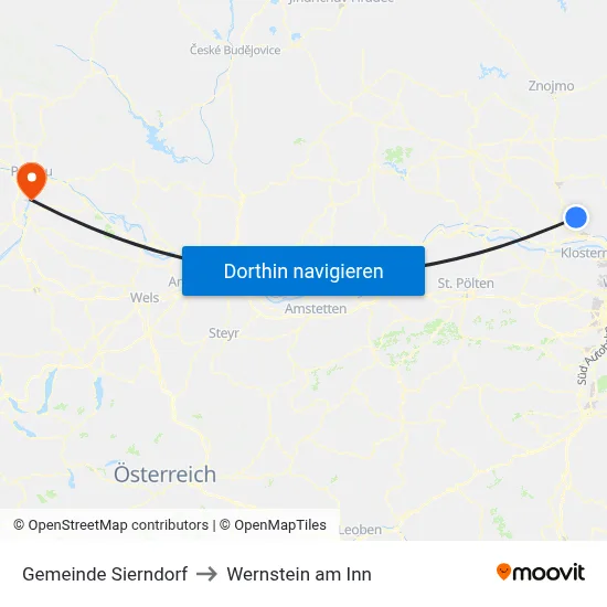 Gemeinde Sierndorf to Wernstein am Inn map