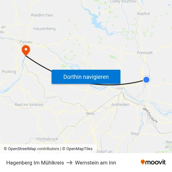 Hagenberg Im Mühlkreis to Wernstein am Inn map