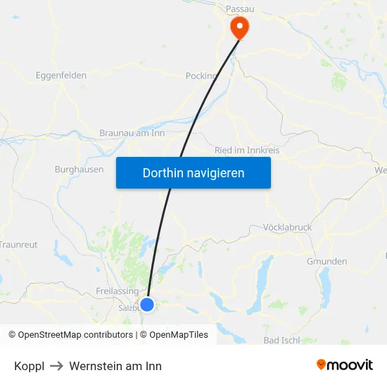 Koppl to Wernstein am Inn map