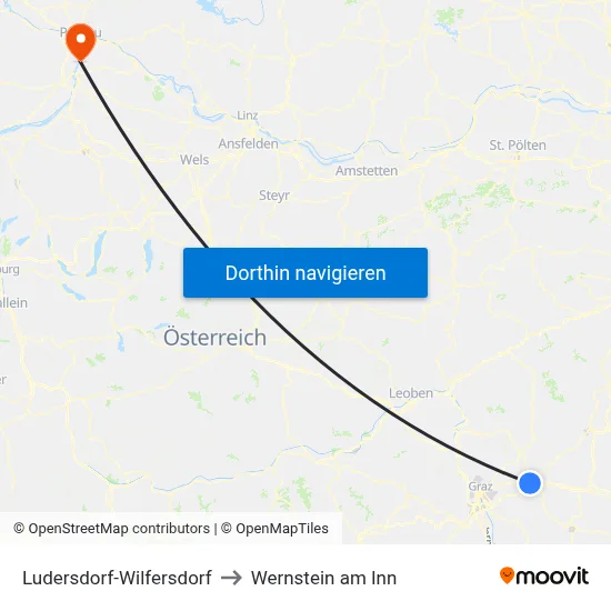 Ludersdorf-Wilfersdorf to Wernstein am Inn map