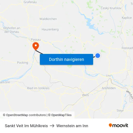 Sankt Veit Im Mühlkreis to Wernstein am Inn map