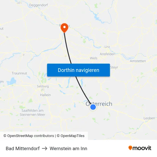 Bad Mitterndorf to Wernstein am Inn map