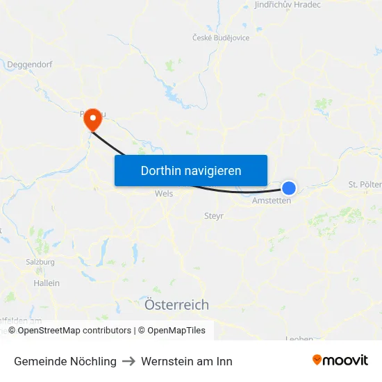 Gemeinde Nöchling to Wernstein am Inn map